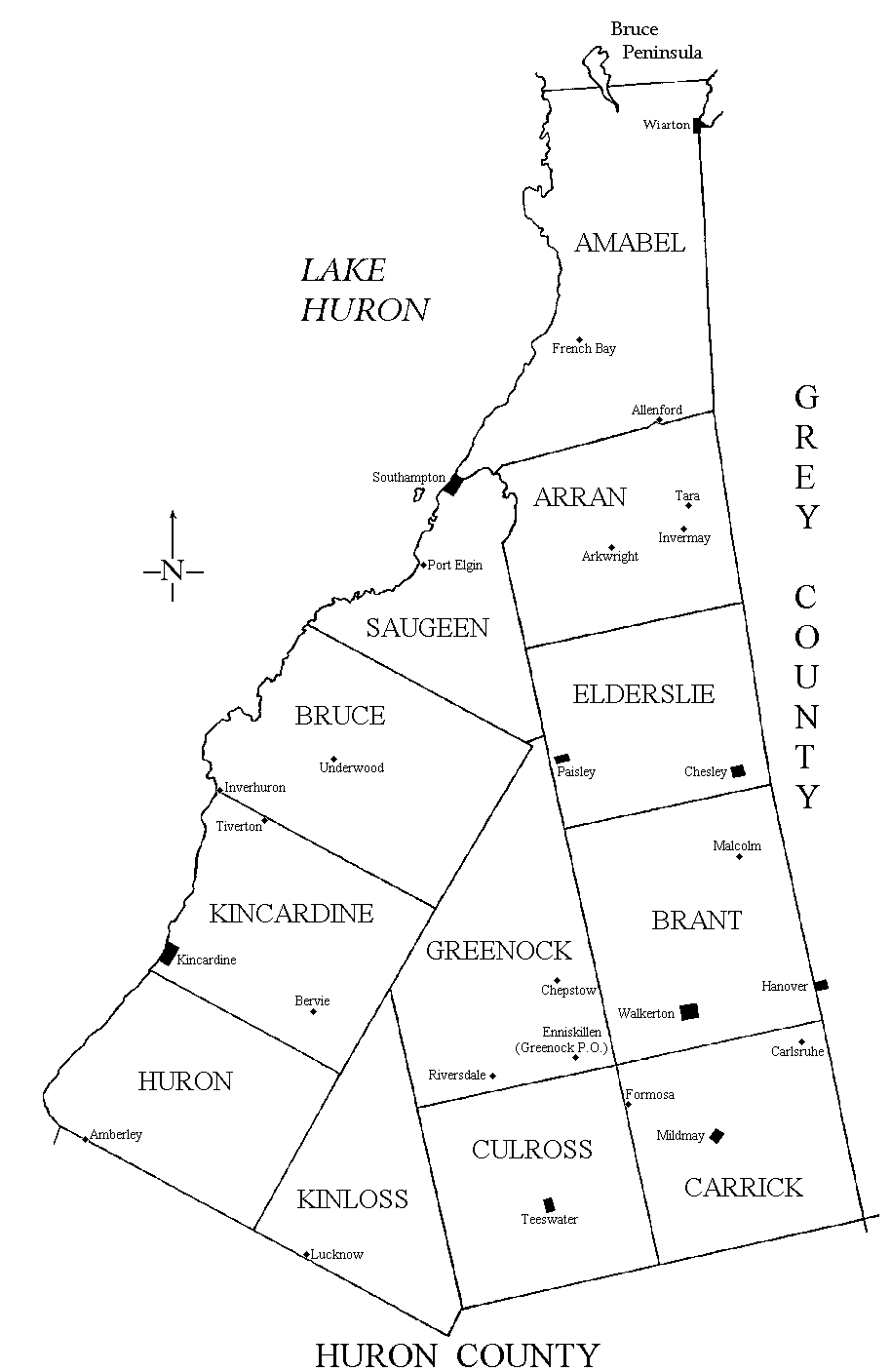 Map of Bruce County, Ontario